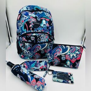 Vera Bradley  Nylon Blue and Pink Floral Accessory Set